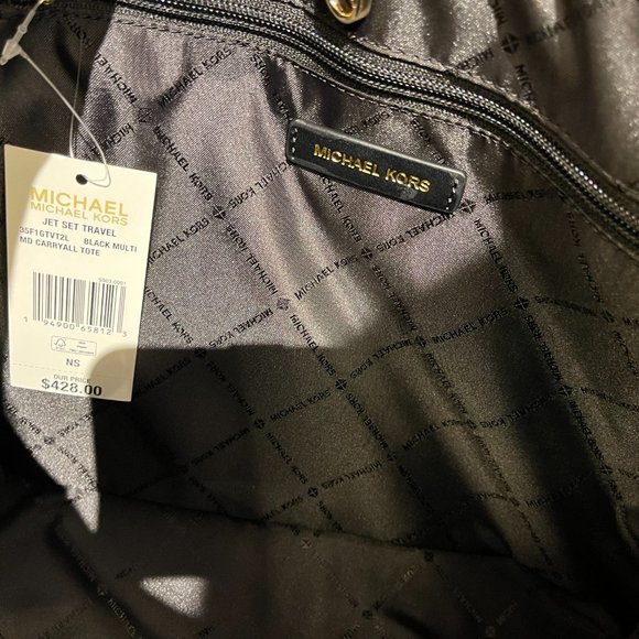 Michael Kors Graphic MK Exotic Logo Tote Blk Multi - Picture 10 of 10